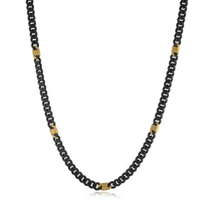 ITALGEM Black Chain with Matte Gold Accents 22"
