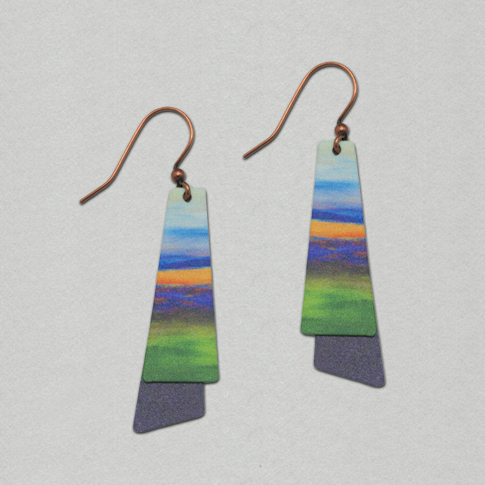 Illustrated Light Multicolor Horizon Abstract Flutter Layer Handmade Earrings