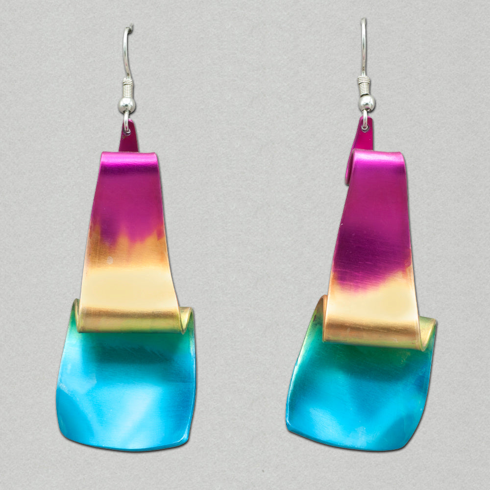 Sylvi Harwin Aluminum Ribbon Earrings in Rainbow