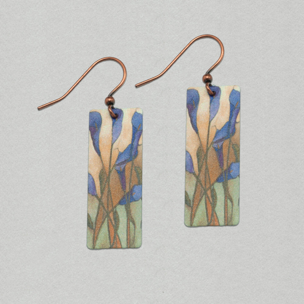 Illustrated Light Calla Lily Purple Banner Handmade Earrings