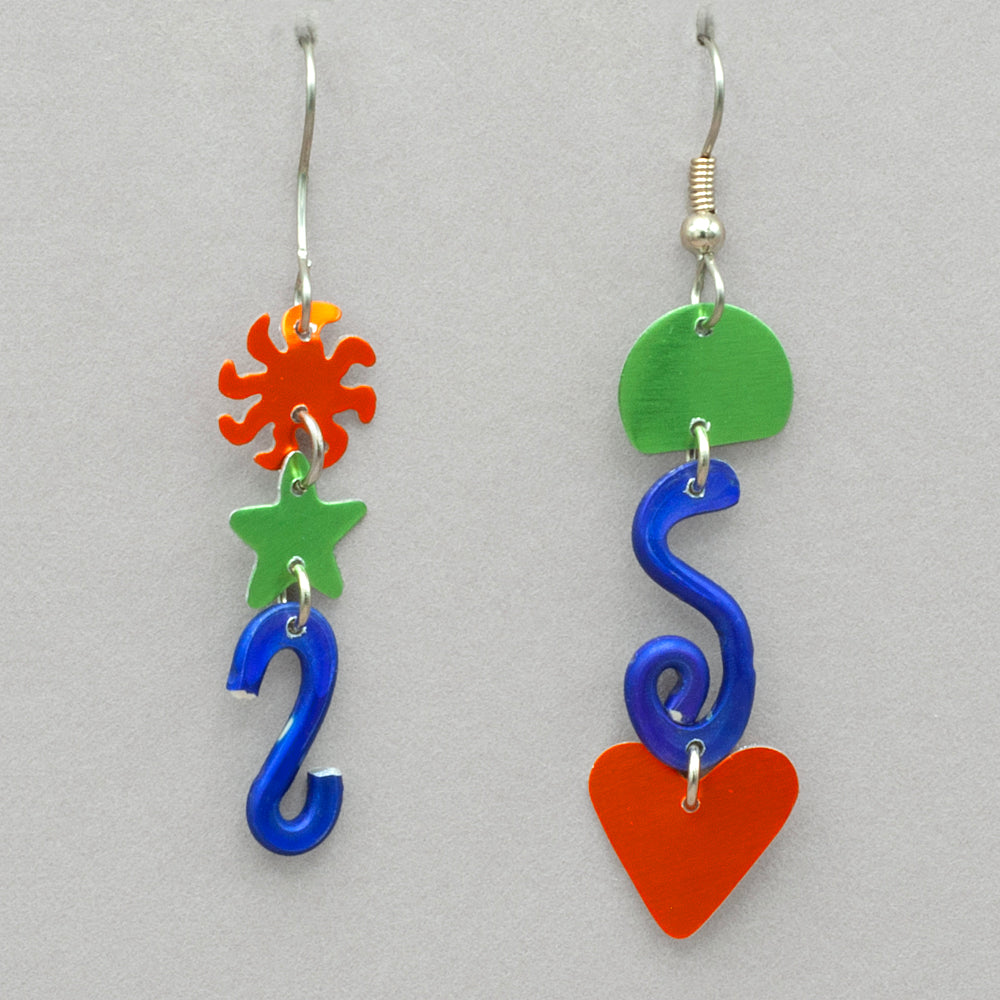 Sylvi Harwin Asymmetric Bright Squiggle Earrings
