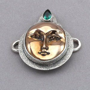 Tabra Bronze Face with Green Tourmaline Charm