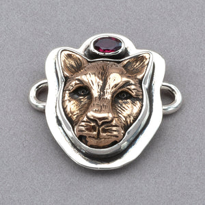 Tabra Small Bronze Jaguar and Garnet Charm
