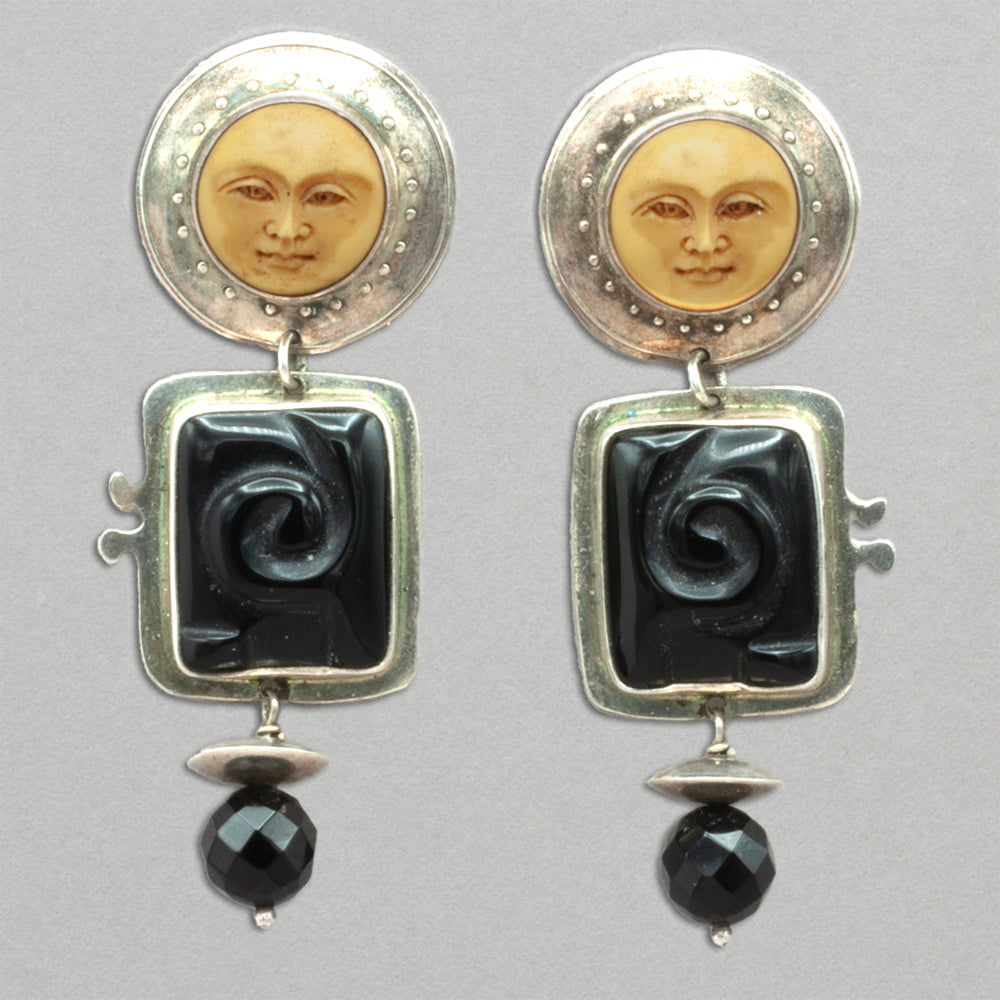 Tabra Vintage Sterling Silver Goddess Face Earrings