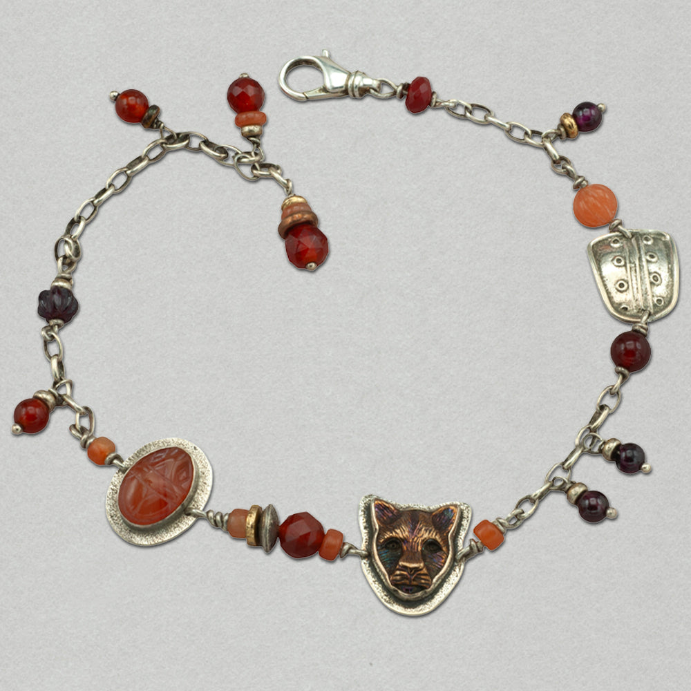 Tabra Jaguar and Carnelian Scarab Anklet
