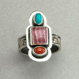 Tabra Sweet Three Stone Sterling Silver Ring