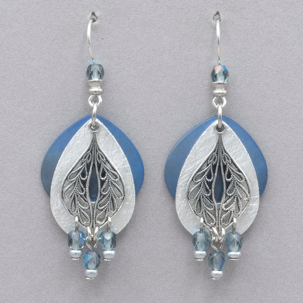 JMR Party Peacock Earrings - Blue/Silver