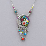 Firefly Luna Circular Pendant with Dangles Necklace