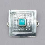 Tabra Square Sterling Silver and Turquoise Charm