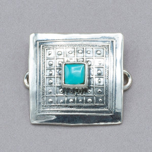 Tabra Square Sterling Silver and Turquoise Charm