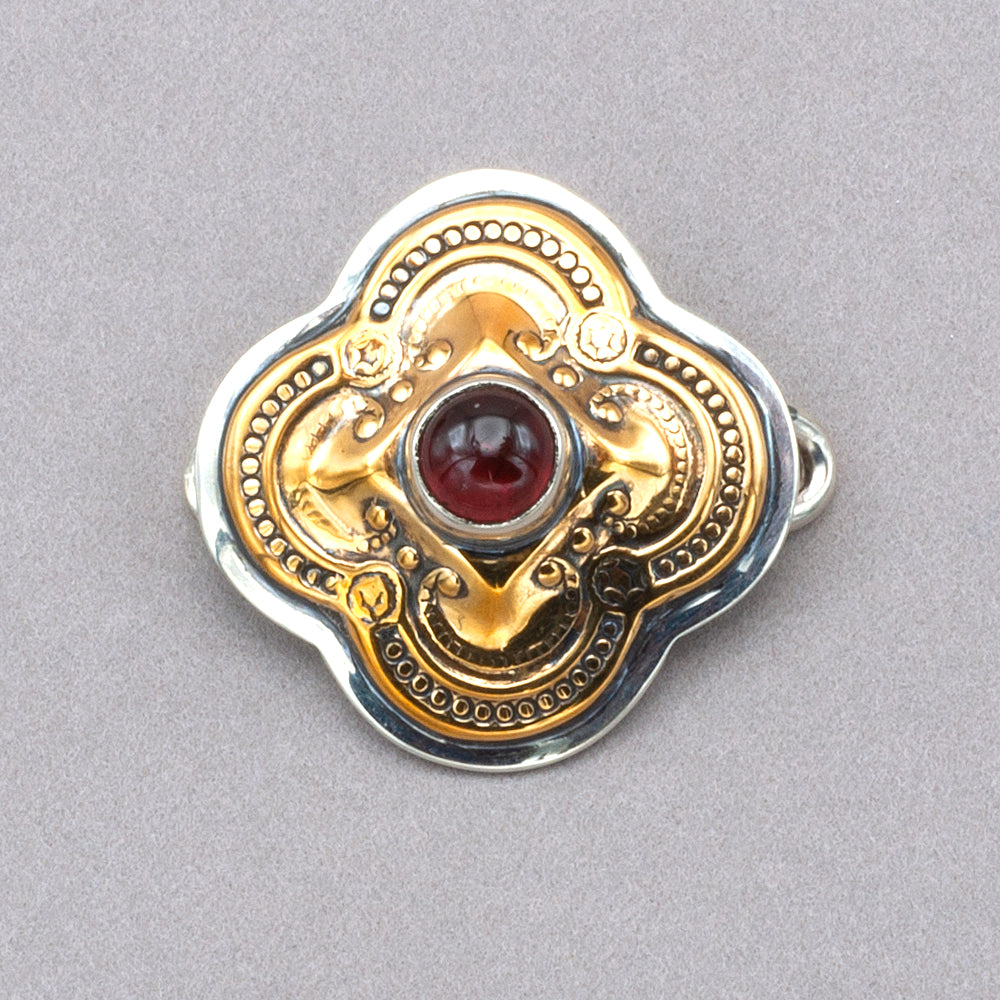 Tabra Garnet Gold Quatrefoil Charm