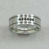 Italgem Stainless Steel with Black CZ and Black Enamel Ring