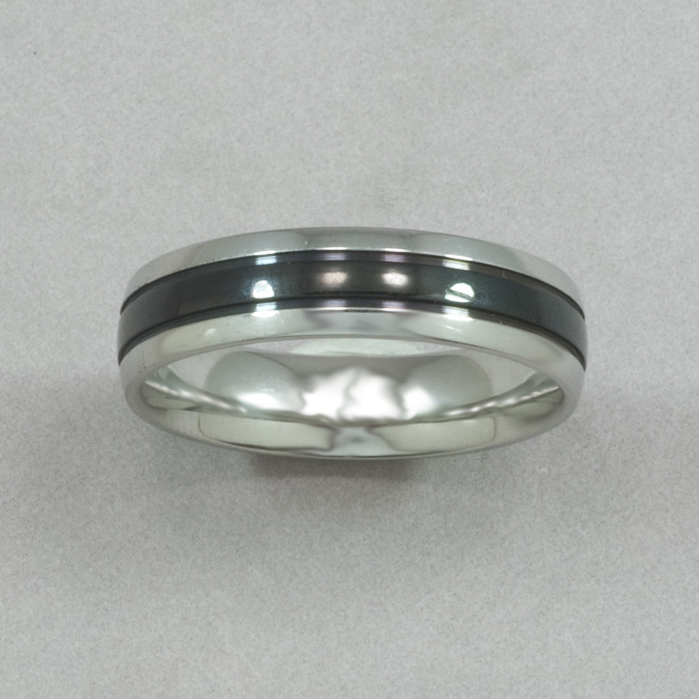 Italgem Stainless Steel Black IP Center Tiffany Band