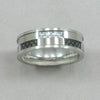 Italgem Stainless Steel Black and White Carbon-Fiber Ring