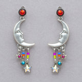 Firefly Luna Quarter Moon Post Earrings with Dangles