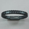 Italgem Black Leather with Black IP Stainless Steel Bracelet