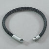 Italgem Black Leather with Matte Stainless Steel Bracelet
