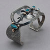 Sandcast Turquoise Sterling Silver and 18K Gold Cuff Bracelet