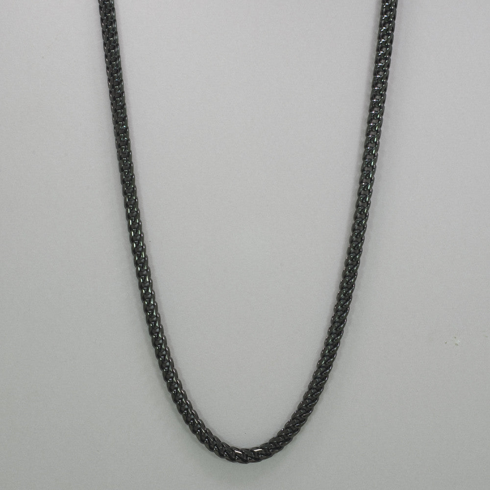 Italgem Black-IP S. Steel 6mm-Round Franco Polished 24" Necklace
