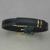 Italgem Black Leather Carbon Mokune Bracelet