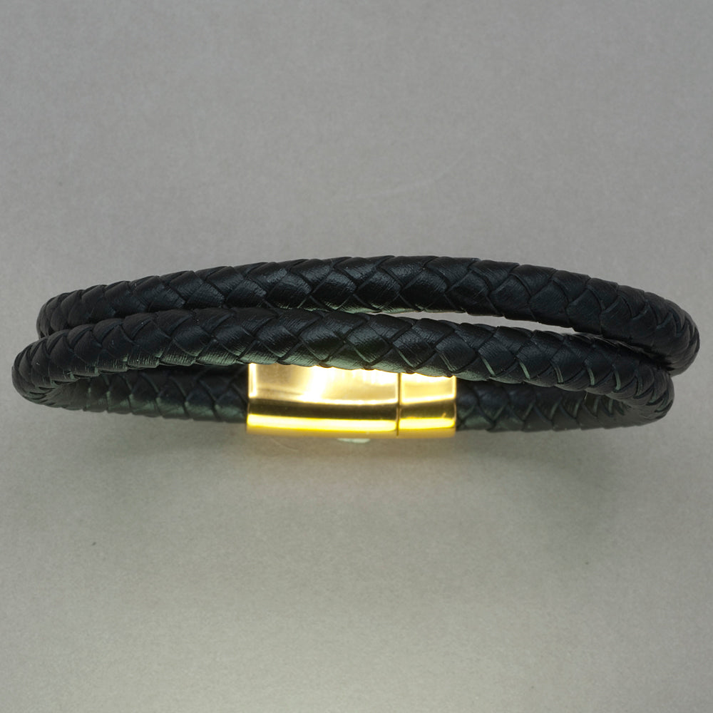 Italgem Black Leather 2-Strand Bracelet