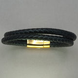 Italgem Black Leather 2-Strand Bracelet