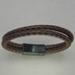 Italgem Brown Leather Two-Strand Bracelet