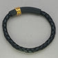 Italgem Black Leather with Gold IP Stainless Steel Bracelet