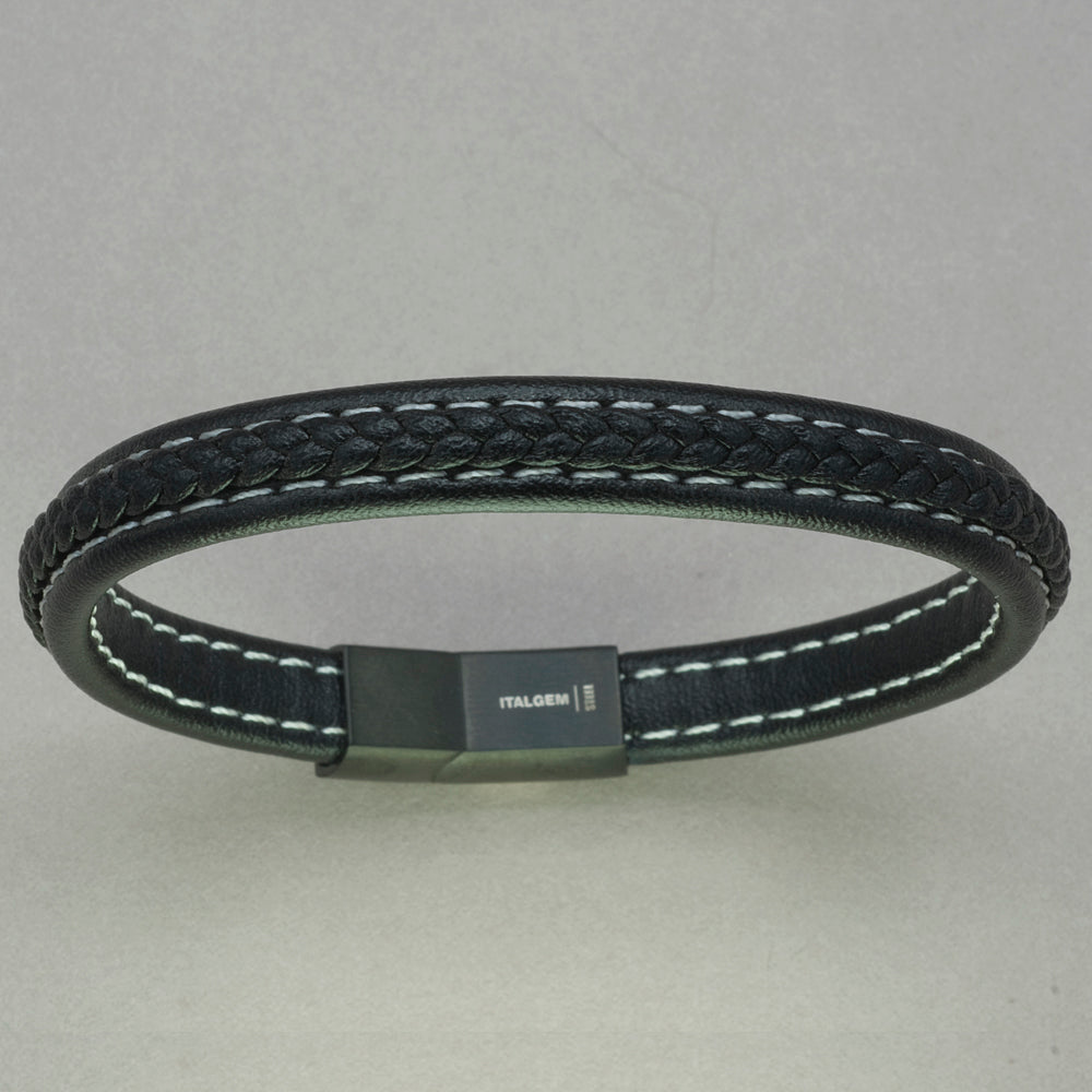 Italgem Black Leather Bracelet