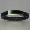 Italgem Black Leather with Black IP Stainless Steel Clasp Bracelet
