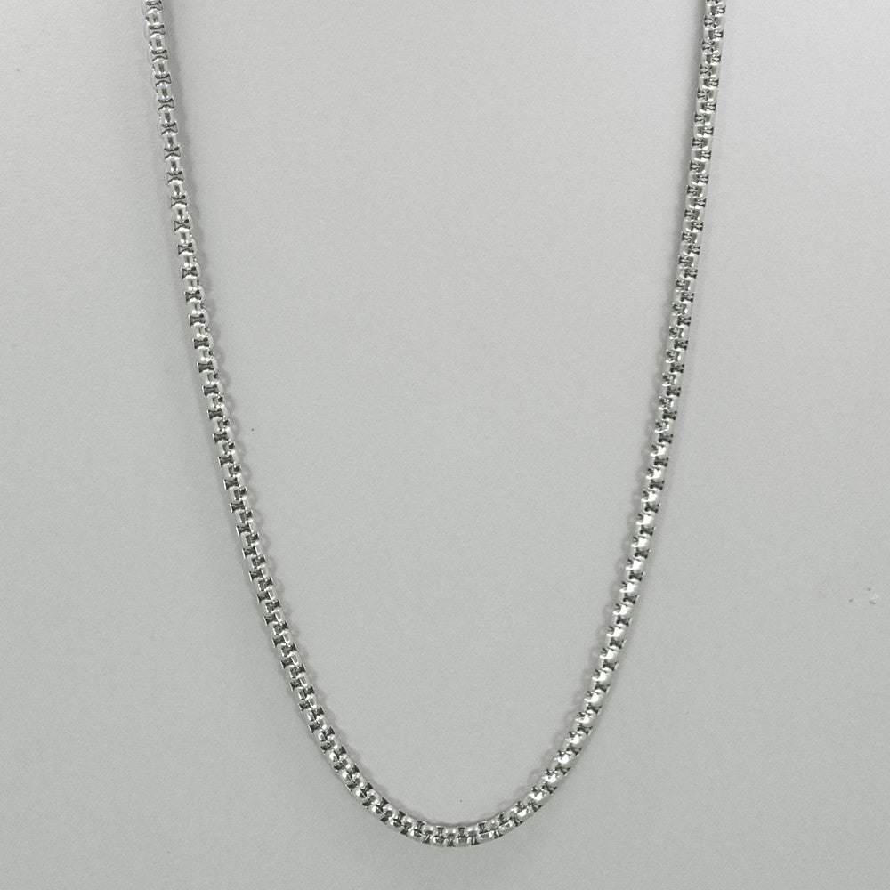 Italgem S. Steel D-Cut Round Box-Link 24" Necklace