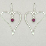 Jim Kelly Garnet Heart Earrings