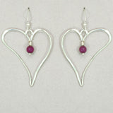 Jim Kelly Garnet Heart Earrings