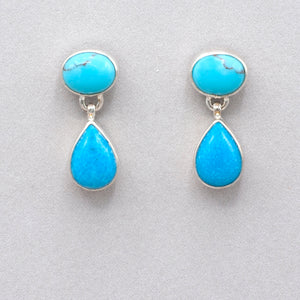 Turquoise Oval & Teardrop Post Earrings