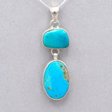 Double Turquoise Sterling Silver Pendant