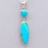 Elongated Oval Turquoise Sterling Silver Pendant