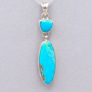 Elongated Oval Turquoise Sterling Silver Pendant