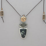 Tabra Sun Face, Mother of Pearl and Chinese Writing Stone Necklace