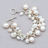 Freshwater Pearls and Hammered Sterling Silver Bracelet