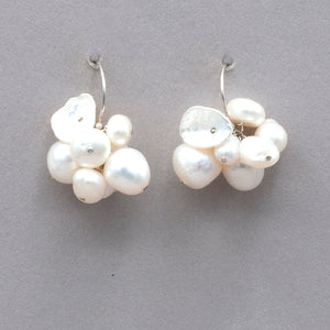 Pearl Cluster Sterling Silver Earrings