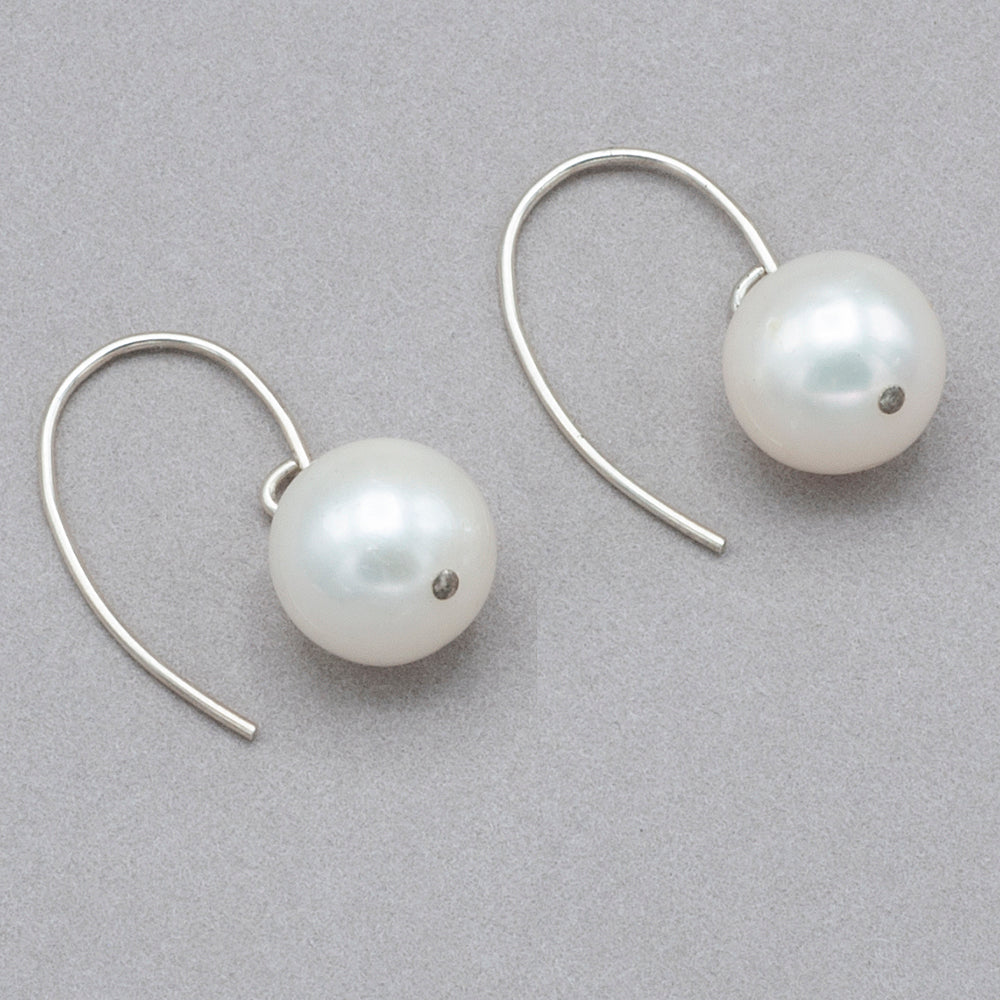 Simple Pearl Earrings Silver