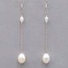Pearl Long Drop Sterling Silver Earrings