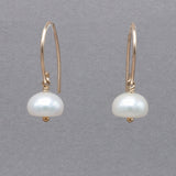 Cream Colored Button Pearl 14k Gold Fill Earrings