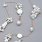Textured Pearl 14k Gold Fill Long Lariat Necklace
