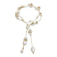 Textured Pearl 14k Gold Fill Long Lariat Necklace