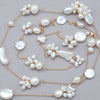 Textured Pearl 14k Gold Fill Long Lariat Necklace