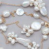 Textured Pearl 14k Gold Fill Long Lariat Necklace