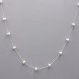 Floating Pearl Delicate Necklace Sterling Silver