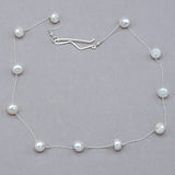 Floating Pearl Delicate Necklace Sterling Silver