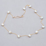 Floating Pearls Delicate Necklace 14k Gold Fill Chain